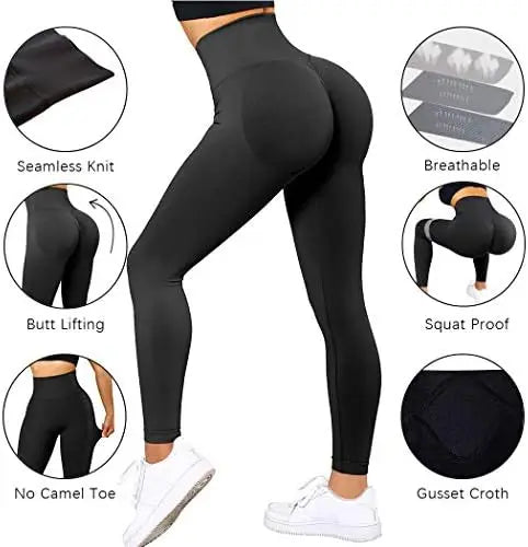 Seamless Knitted Fitness GYM Pants High Waist and Hips Tight Peach Buttocks High Waist Nude Yoga Pants