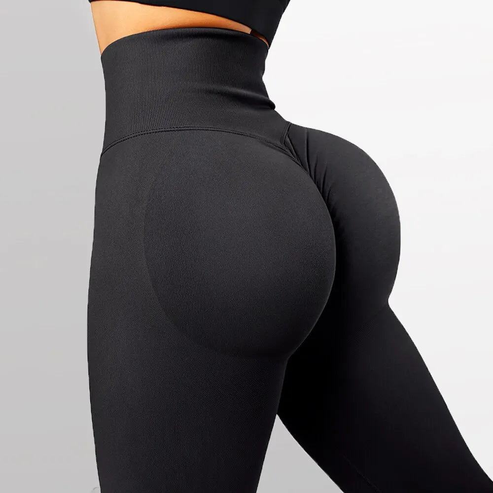 Seamless Knitted Fitness GYM Pants High Waist and Hips Tight Peach Buttocks High Waist Nude Yoga Pants