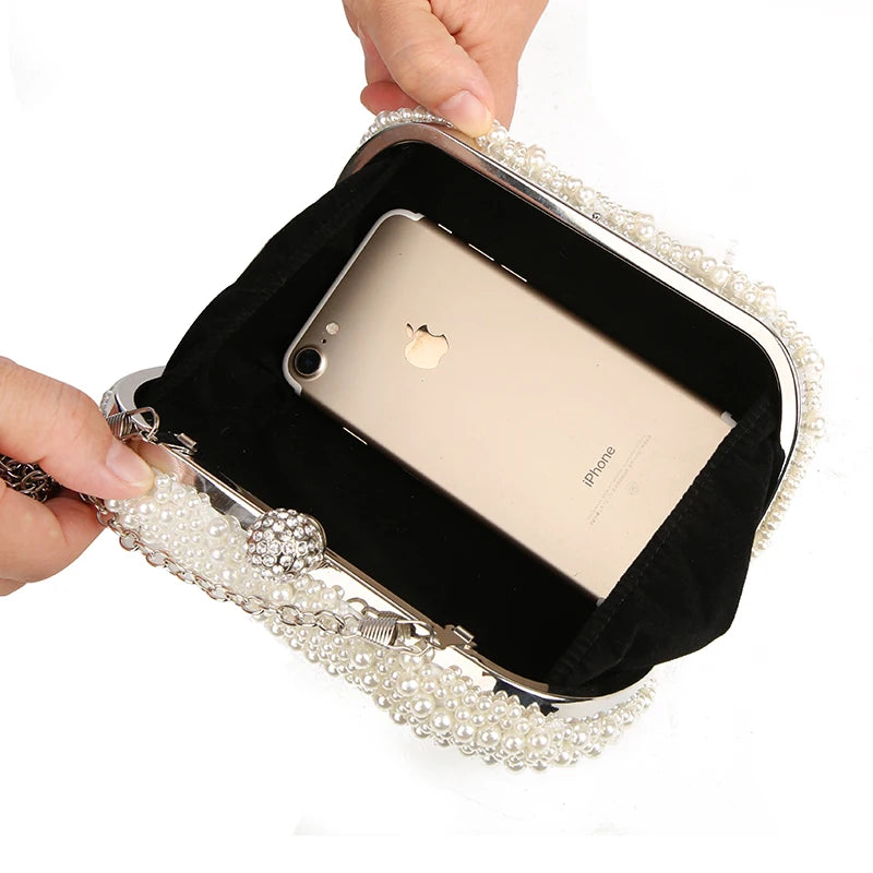 Pearl Clutch Bags Women Purse Ladies white Hand Bags Evening Bags for