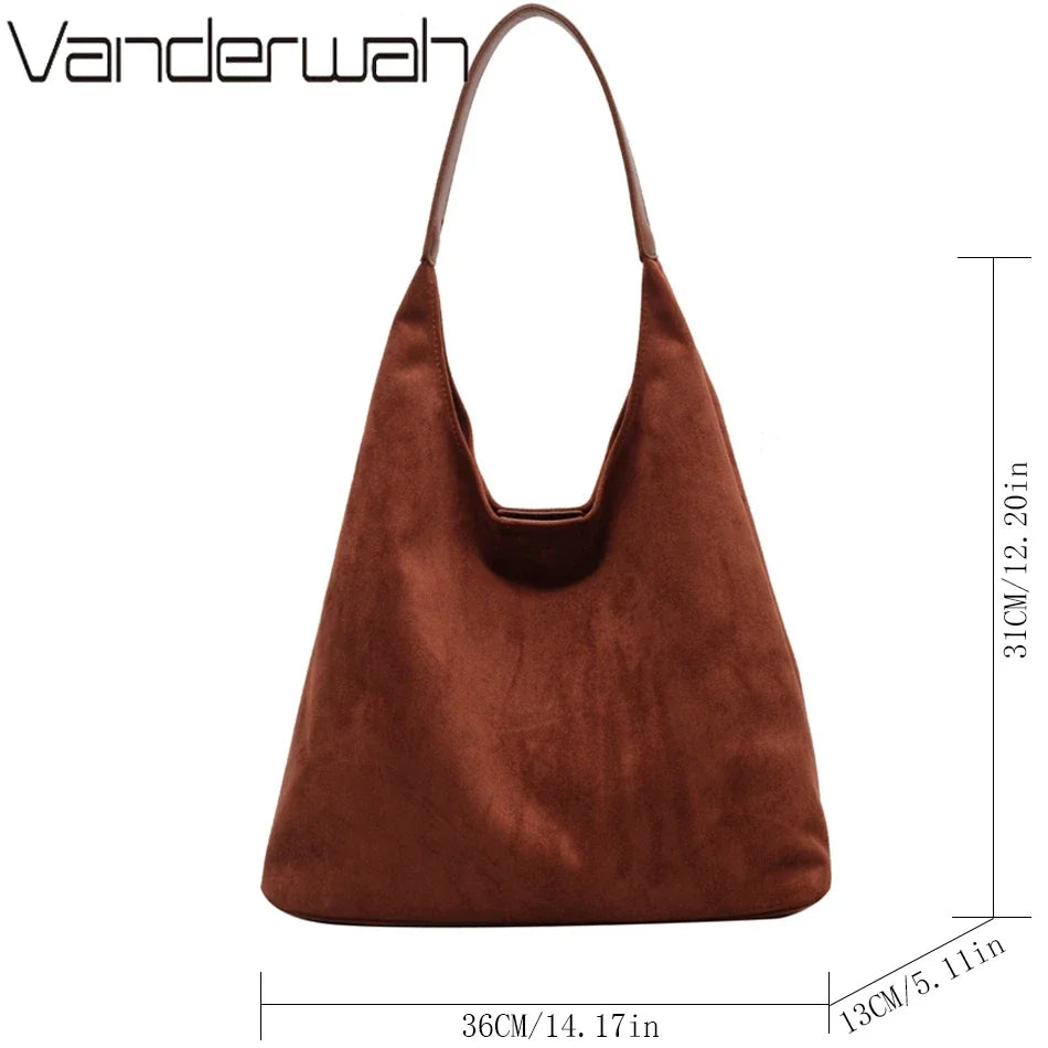 Suede Bag Leather Shoulder Bag for Women Hand Bag Ladies Winter