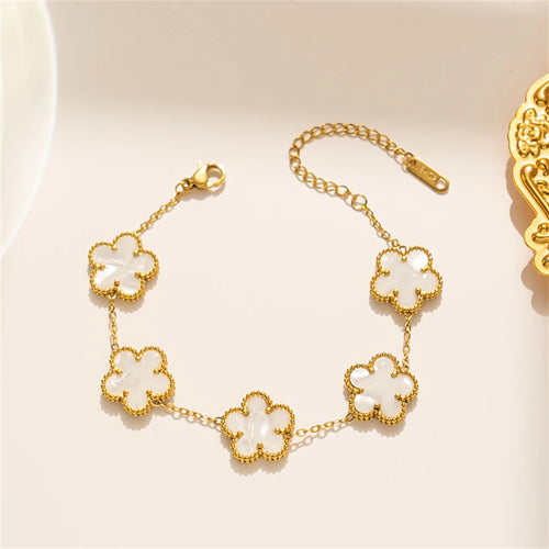 Stainless Steel Hot Selling Gold Plated Clover Charm Bracelet Luxury