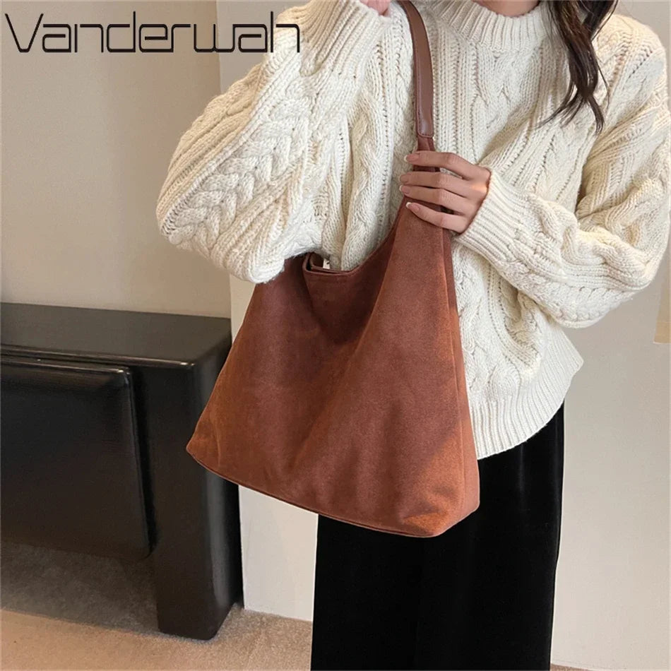 Suede Bag Leather Shoulder Bag for Women Hand Bag Ladies Winter