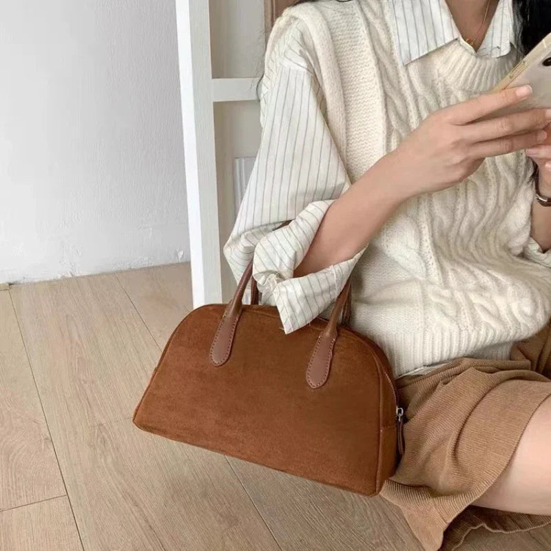 Small Tote Bags for Women Suede Bag Vintage Hand-held Pillow Bag