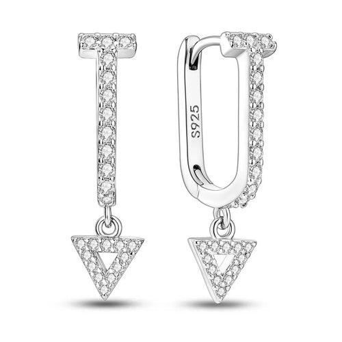 Hot 925 Sterling Silver Geometric Minimalist Series Drop Earrings For