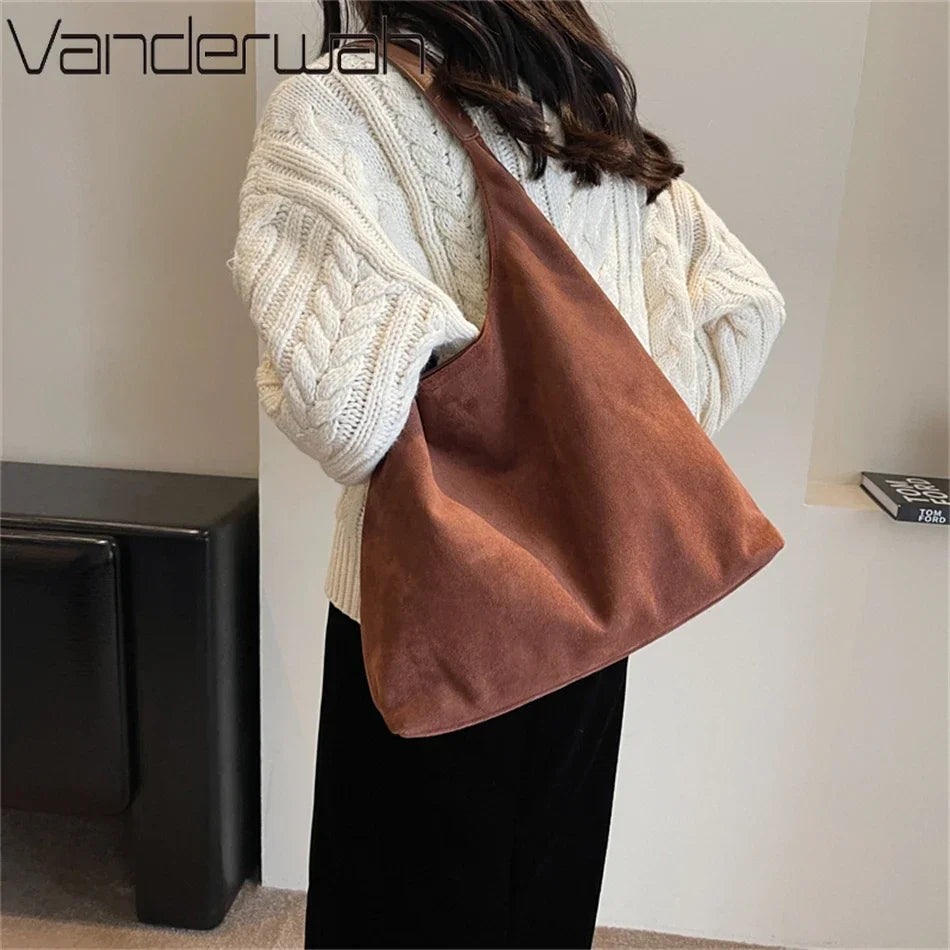 Suede Bag Leather Shoulder Bag for Women Hand Bag Ladies Winter