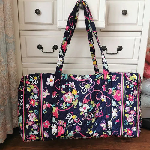 cotton printed women's travel bag large capacity hand