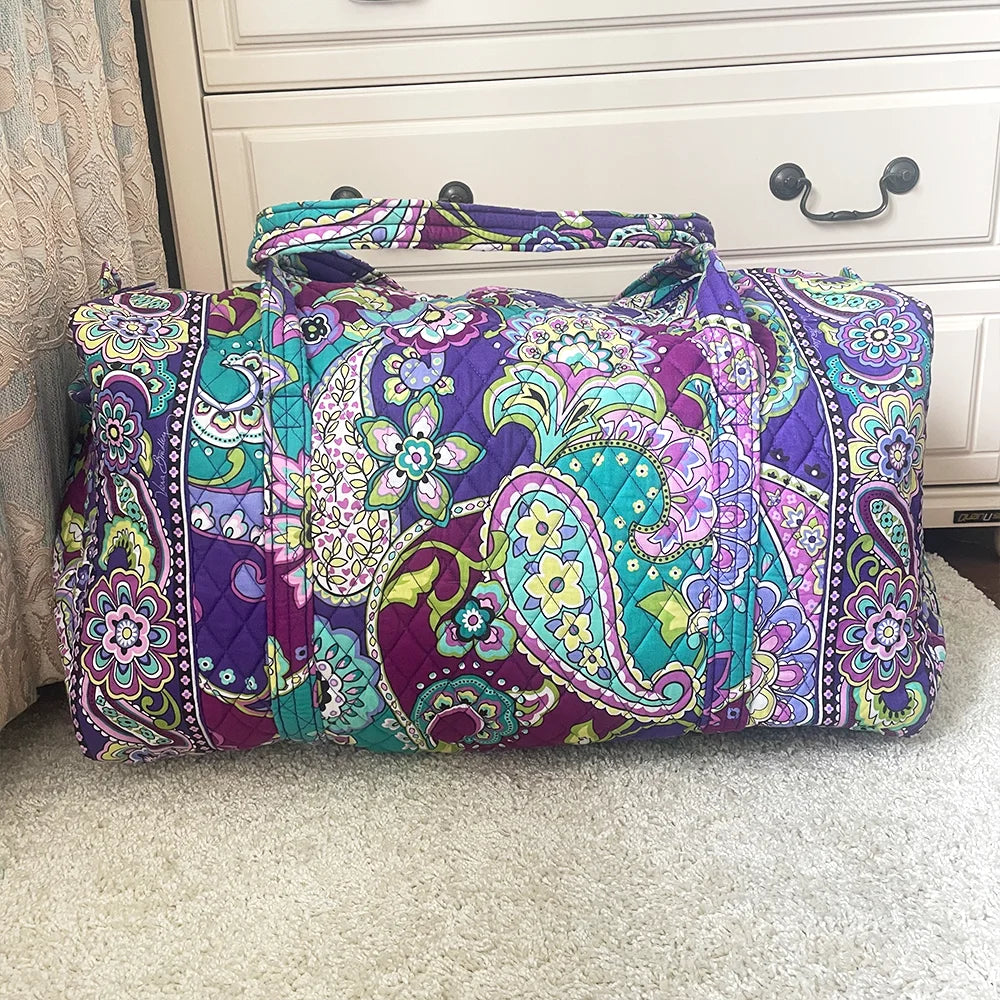 cotton printed women's travel bag large capacity hand