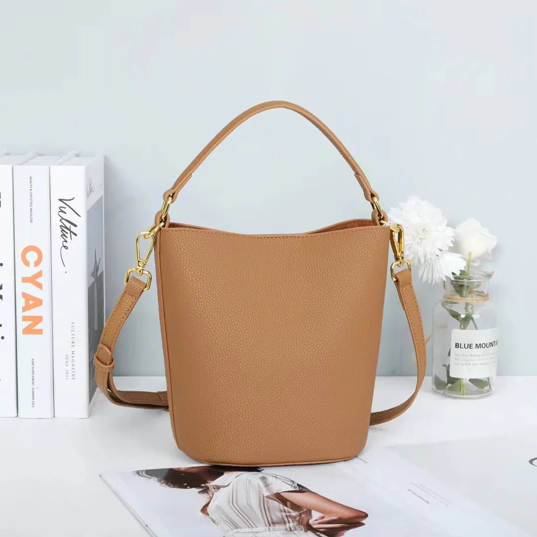 Lychee Grain Cowhide Bag Summer New Fashion Bucket Bag Trend