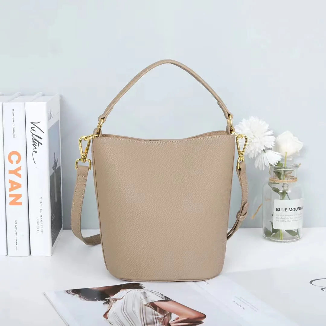 Lychee Grain Cowhide Bag Summer New Fashion Bucket Bag Trend