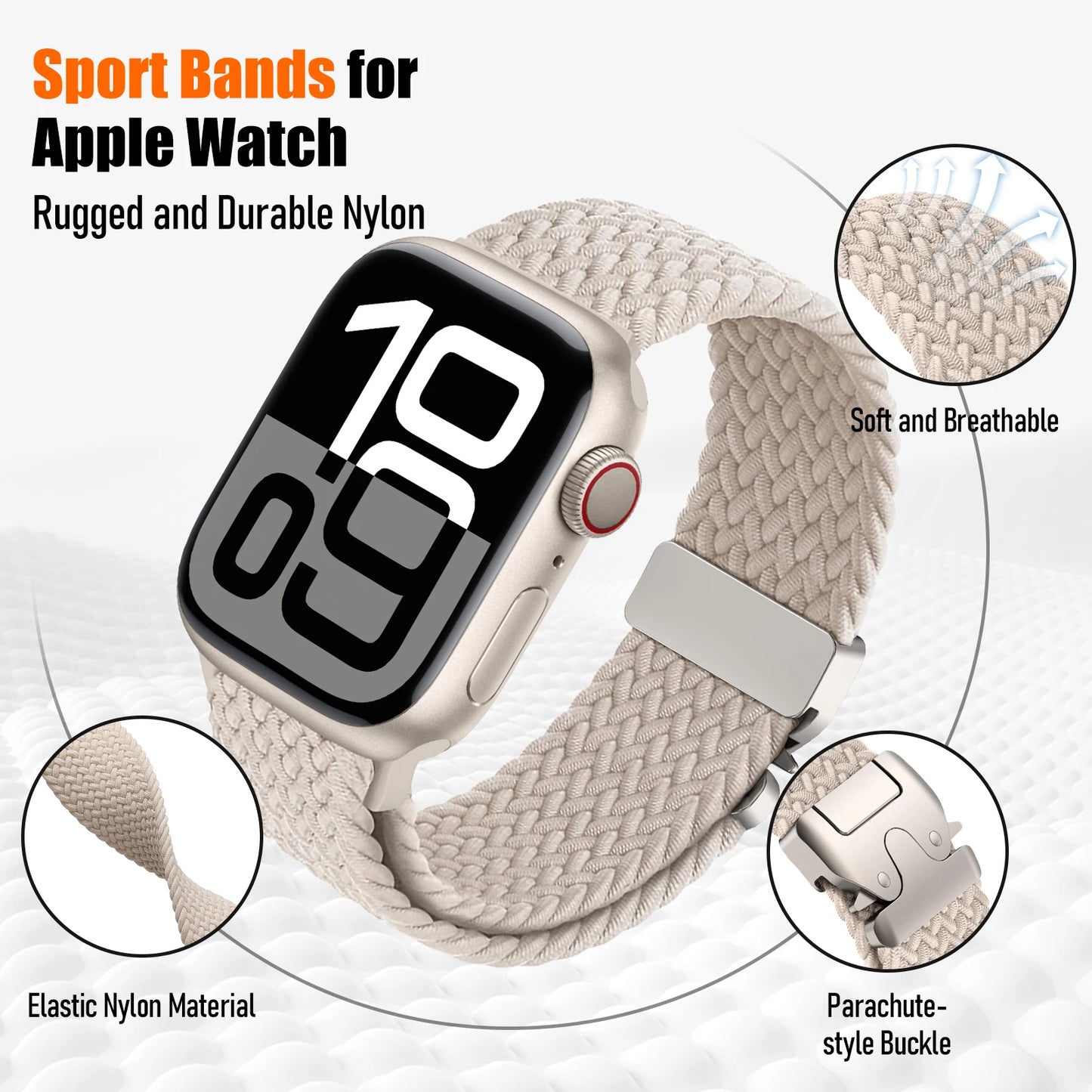 Braided Band For Apple Watch Straps 40 mm 44mm 46mm 42mm 49mm 45mm