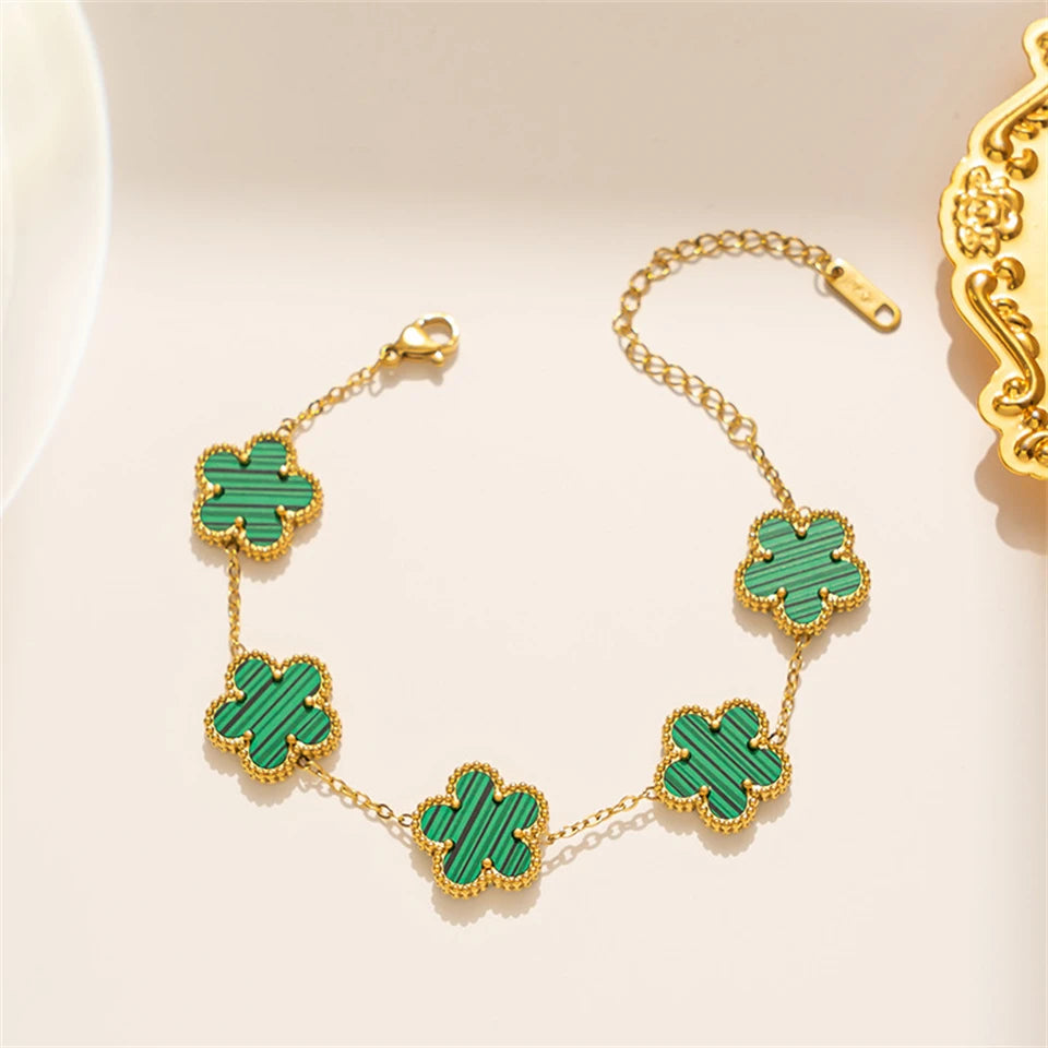 Stainless Steel Hot Selling Gold Plated Clover Charm Bracelet Luxury