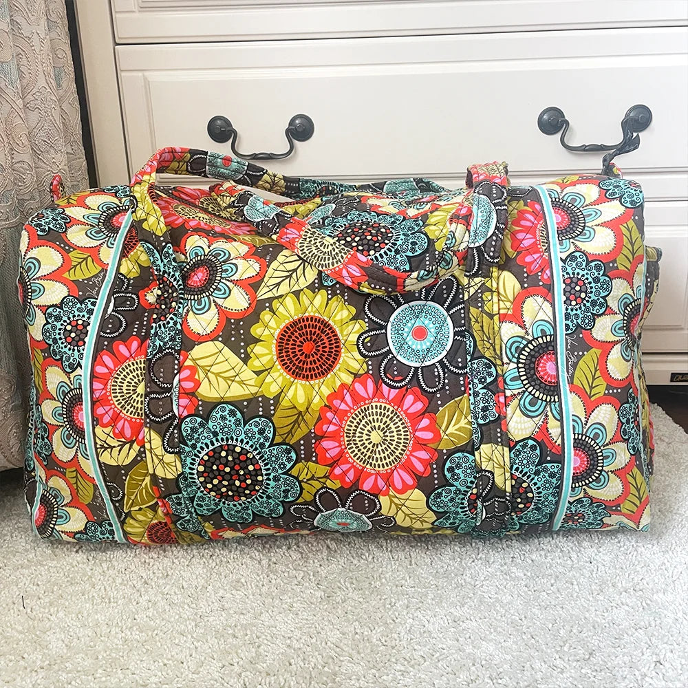 cotton printed women's travel bag large capacity hand