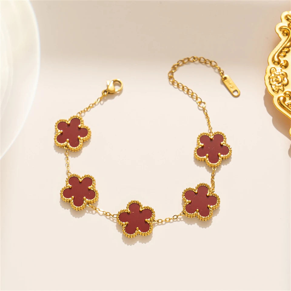 Stainless Steel Hot Selling Gold Plated Clover Charm Bracelet Luxury