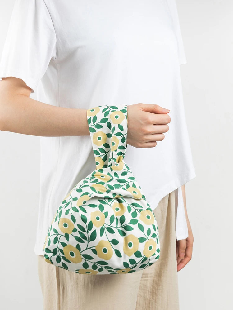 KOKOPEAS Eco Linen Wrist Knot Phone Pouch Shopping Reusable Top