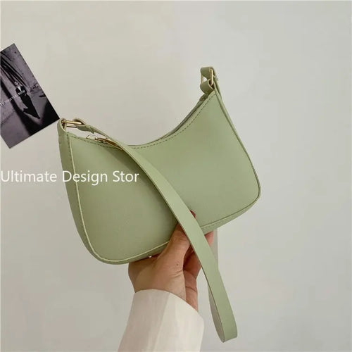 Retro Solid Color PU Leather Shoulder Underarm Bag Women's Fashion