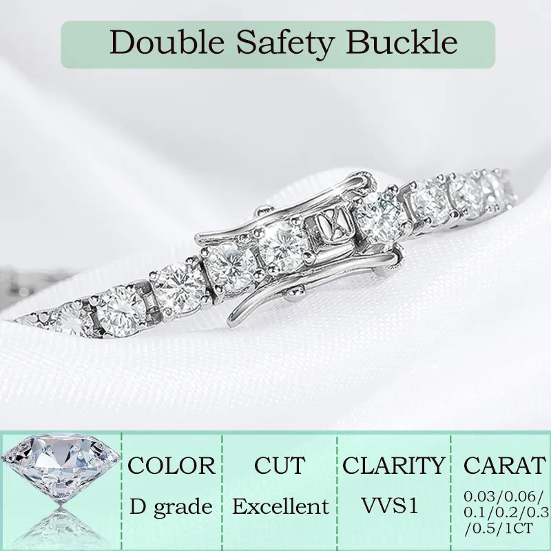 Smyoue 2-6.5mm Real Moissanite Tennis Bracelet