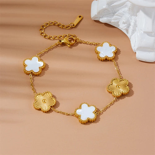 Stainless Steel Hot Selling Gold Plated Clover Charm Bracelet Luxury