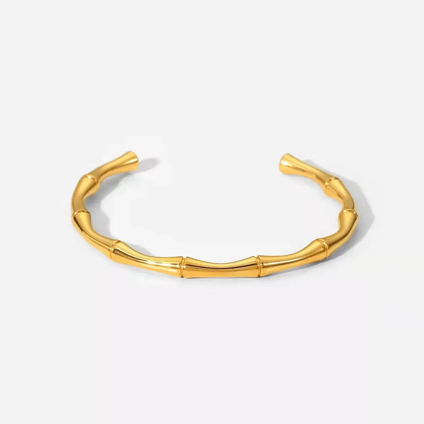 Stainless Steel Gold Color Bamboo Joint Bangles Trend Bracelet for