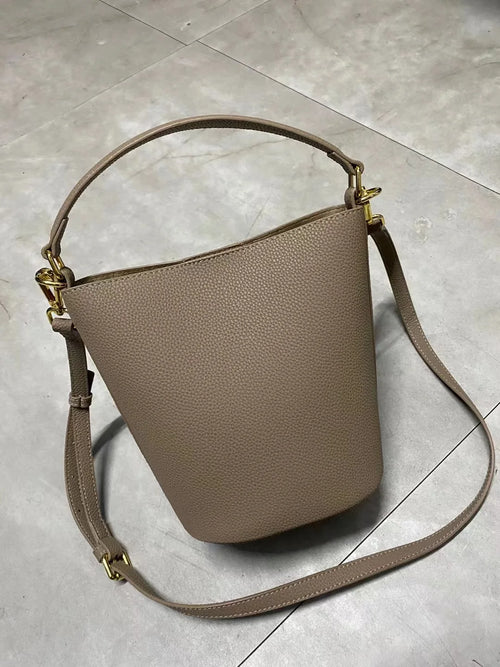 Lychee Grain Cowhide Bag Summer New Fashion Bucket Bag Trend