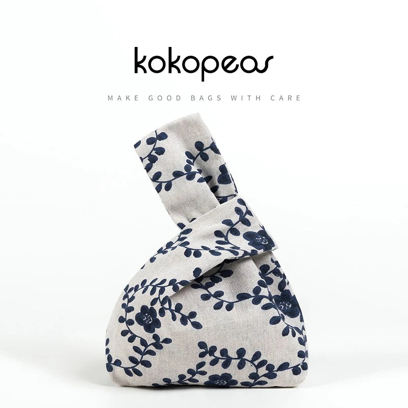 KOKOPEAS Eco Linen Wrist Knot Phone Pouch Shopping Reusable Top