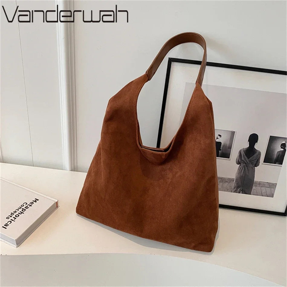 Suede Bag Leather Shoulder Bag for Women Hand Bag Ladies Winter