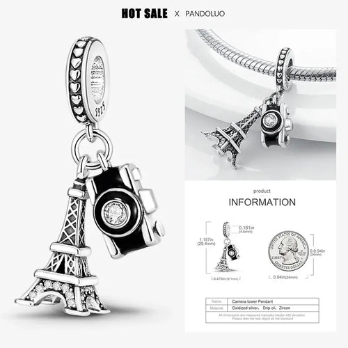 Authentic 925 Sterling Silver Moments Bag Charm Holder Key Ring Set