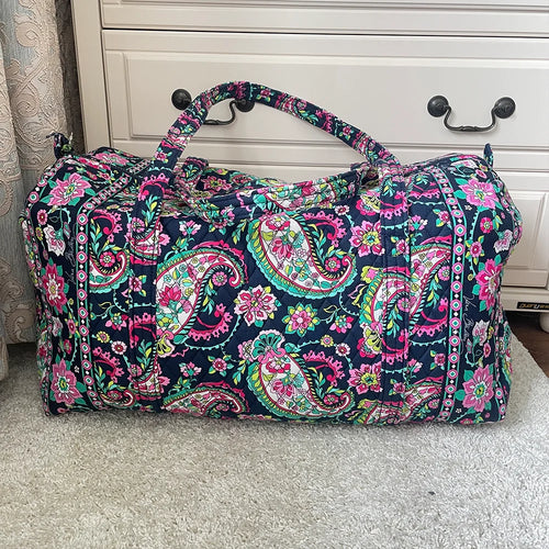 cotton printed women's travel bag large capacity hand