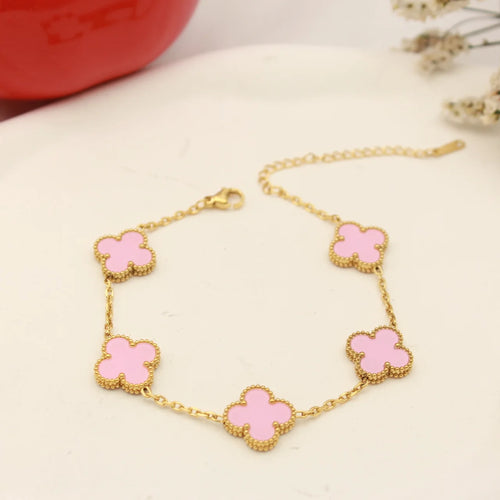 Stainless Steel Hot Selling Gold Plated Clover Charm Bracelet Luxury