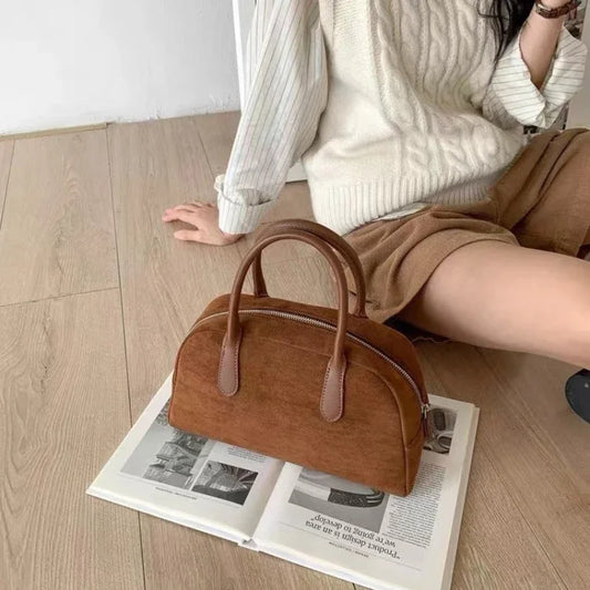 Small Tote Bags for Women Suede Bag Vintage Hand-held Pillow Bag