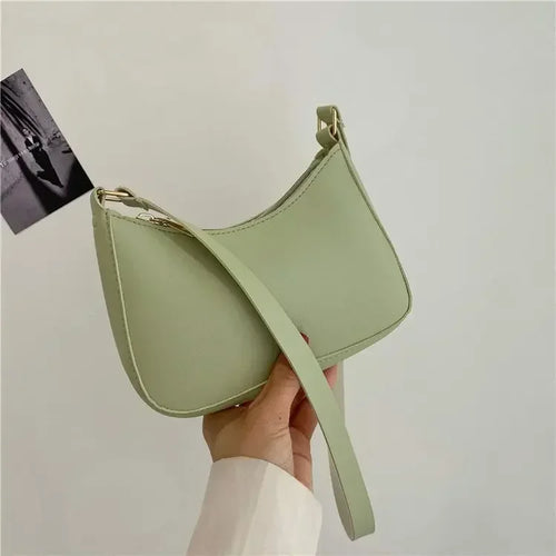 Retro Solid Color PU Leather Shoulder Underarm Bag Women's Fashion