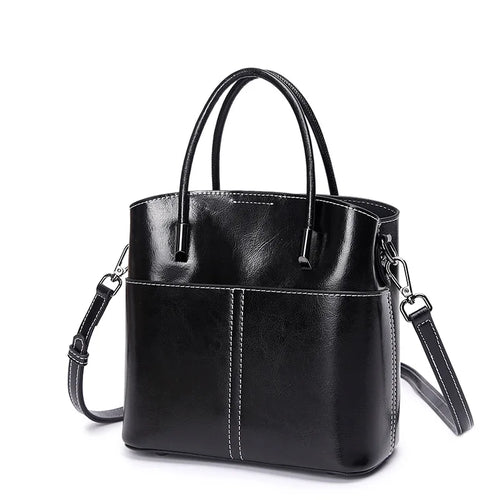 100% Geniune Leather Women Bucket Bag Casual ladies crossbody Hand Bag