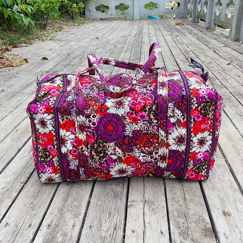 cotton printed women's travel bag large capacity hand